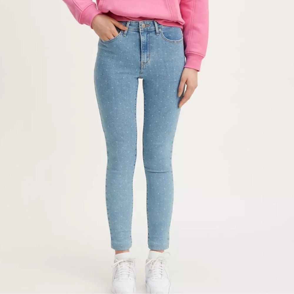 LEVI’S 31 Azure Blue Polka Dot 311 Shaping Skinny Stretch Jeans